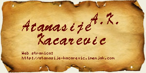 Atanasije Kačarević vizit kartica